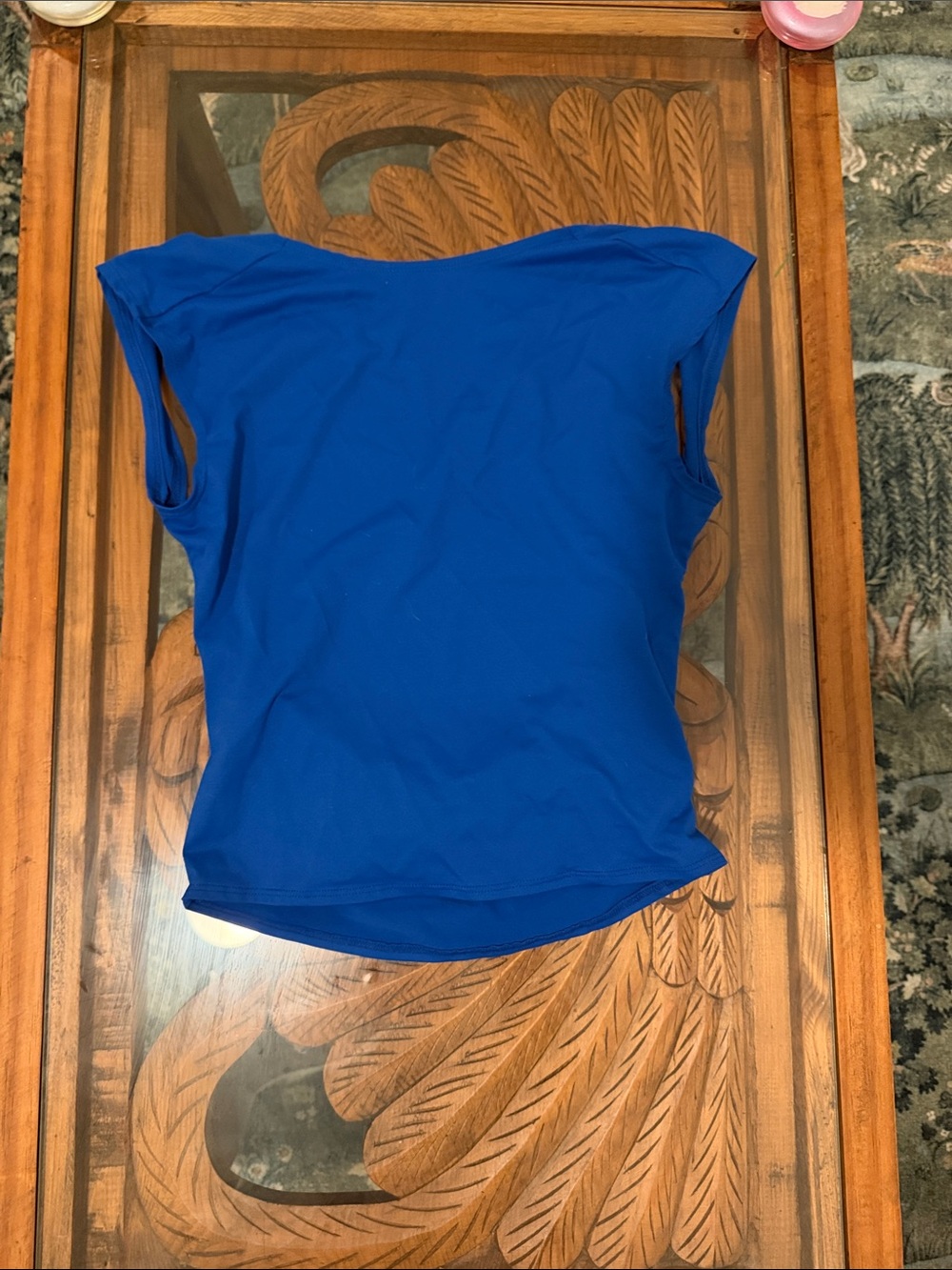 Women's Blue Cap Sleeve Top - Classic Stretch Knit